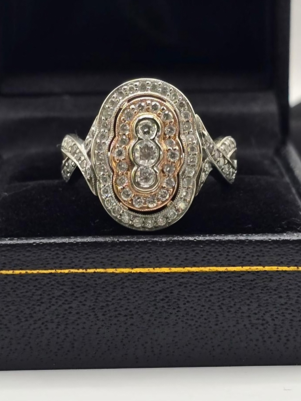Sheild Two Tone Diamond Ring In 14K Size 8